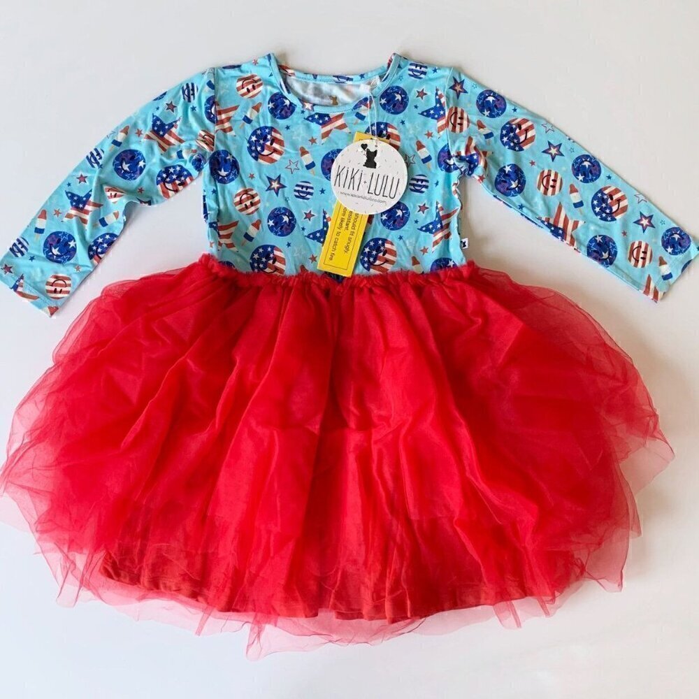 NWT Kiki + Lulu PATRIOTIC PARTY IN THE U.S.A. Girl Dress With Tulle 5-6 Years 5T